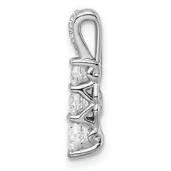 14k White Gold 1/2 carat Lab Grown Diamond VS/SI+ G+ Three Stone Chain Slide Pendant