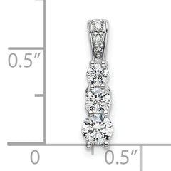 14k White Gold 1/2 carat Lab Grown Diamond VS/SI+ G+ Three Stone Chain Slide Pendant