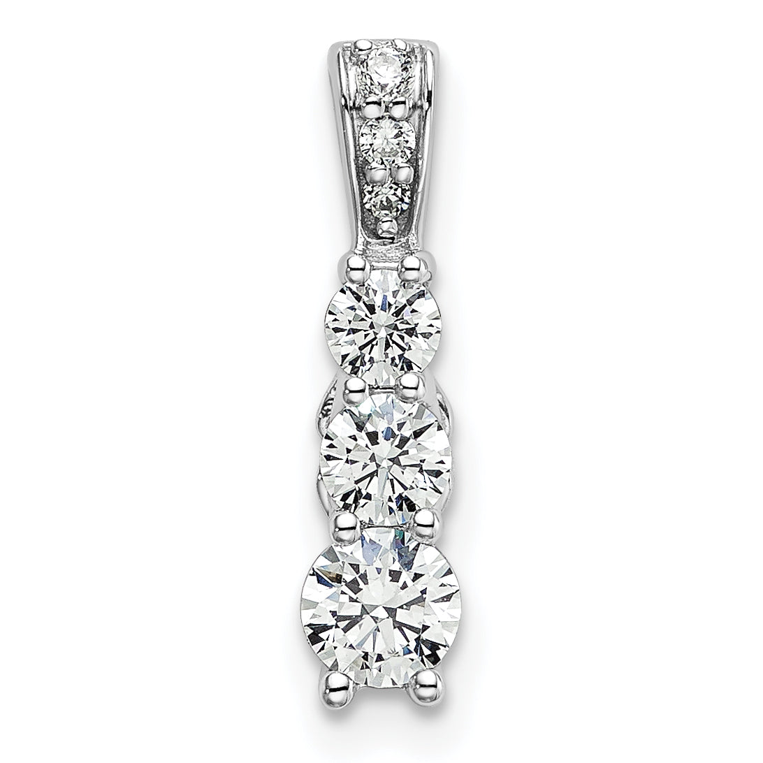 14k White Gold 1/2 carat Lab Grown Diamond VS/SI+ G+ Three Stone Chain Slide Pendant