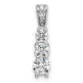 14k White Gold 1/2 carat Lab Grown Diamond VS/SI+ G+ Three Stone Chain Slide Pendant