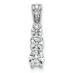 14k White Gold 1/2 carat Lab Grown Diamond VS/SI+ G+ Three Stone Chain Slide Pendant
