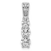 14k White Gold 1 carat Lab Grown Diamond VS/SI+ G+ Three Stone Chain Slide Pendant