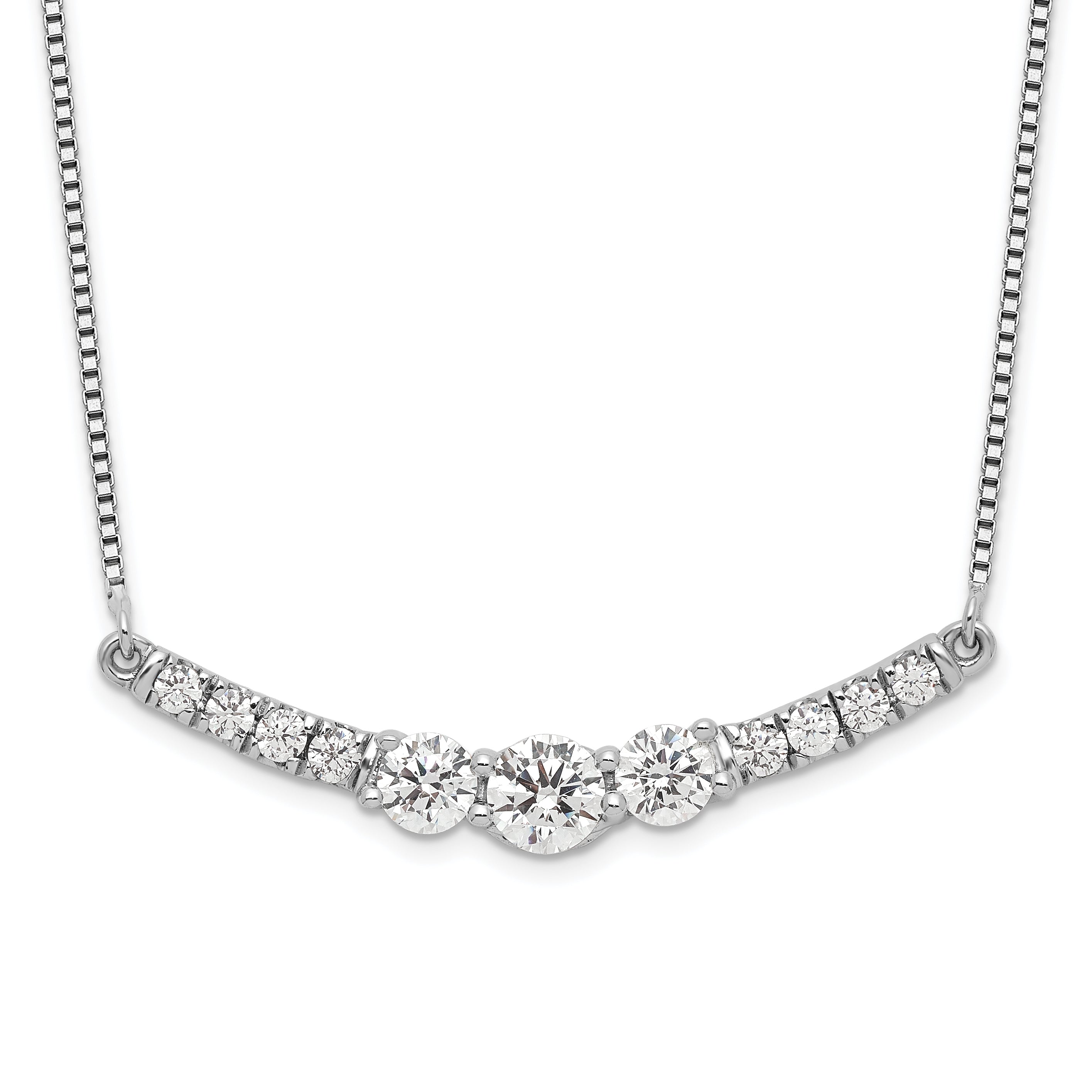 14k White Gold 3/4 carat Lab Grown Diamond VS/SI+ G+ Complete 18 inch Fashion Bar Necklace