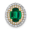 14k Two Tone 1/5 carat Lab Grown Diamond VS/SI+ G+ and Lab Created Emerald Chain Slide Pendant