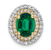 14k Two Tone 1/5 carat Lab Grown Diamond VS/SI+ G+ and Lab Created Emerald Chain Slide Pendant