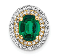 14k Two Tone 1/5 carat Lab Grown Diamond VS/SI+ G+ and Lab Created Emerald Chain Slide Pendant
