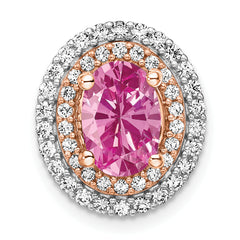 14k Two Tone 1/5 carat Lab Grown Diamond VS/SI+ G+ and Lab Created Pink Sapphire Chain Slide Pendant