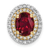 14k Two Tone 1/5 carat Lab Grown Diamond VS/SI+ G+ and Lab Created Ruby Chain Slide Pendant