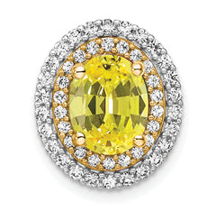 14k Two Tone 1/5 carat Lab Grown Diamond VS/SI+ G+ and Lab Created Yellow Sapphire Chain Slide Pendant
