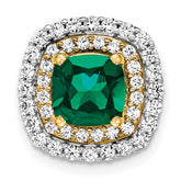 14k Two Tone 1/2 carat Lab Grown Diamond VS/SI+ G+ and Lab Created Emerald Chain Slide Pendant