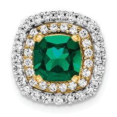 14k Two Tone 1/2 carat Lab Grown Diamond VS/SI+ G+ and Lab Created Emerald Chain Slide Pendant