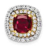 14k Two Tone 1/2 carat Lab Grown Diamond VS/SI+ G+ and Lab Created Ruby Chain Slide Pendant