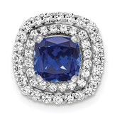 14k White Gold 1/2 carat Lab Grown Diamond VS/SI+ G+ and Lab Created Blue Sapphire Chain Slide Pendant