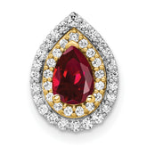14k Two Tone 1/2 carat Lab Grown Diamond VS/SI+ G+ and Lab Created Ruby Chain Slide Pendant