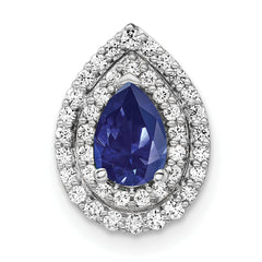 14k White Gold 1/2 carat Lab Grown Diamond VS/SI+ G+ and Lab Created Blue Sapphire Chain Slide Pendant