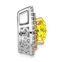 14k Two Tone 1/2 carat Lab Grown Diamond VS/SI+ G+ and Lab Created Yellow Sapphire Chain Slide Pendant