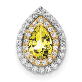 14k Two Tone 1/2 carat Lab Grown Diamond VS/SI+ G+ and Lab Created Yellow Sapphire Chain Slide Pendant