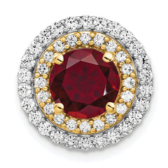 14k Two Tone 5/8 carat Lab Grown Diamond VS/SI+ G+ and Lab Created Ruby Chain Slide Pendant