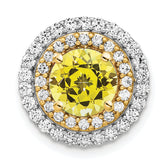 14k Two Tone 5/8 carat Lab Grown Diamond VS/SI+ G+ and Lab Created Yellow Sapphire Chain Slide Pendant