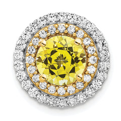 14k Two Tone 5/8 carat Lab Grown Diamond VS/SI+ G+ and Lab Created Yellow Sapphire Chain Slide Pendant