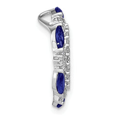 14k White Gold 5/8 carat Lab Grown Diamond VS/SI+ G+ and Lab Created Pink and Blue Sapphire Chain Slide Pendant