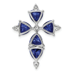 14k White Gold 1/5 carat Lab Grown Diamond VS/SI+ G+ and Lab Created Blue Sapphire Chain Slide Pendant