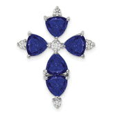 14k White Gold 1/5 carat Lab Grown Diamond VS/SI+ G+ and Lab Created Blue Sapphire Chain Slide Pendant