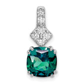 14k White Gold 1/5 carat Lab Grown Diamond VS/SI+ G+ and Lab Created Alexandrite Complete Pendant