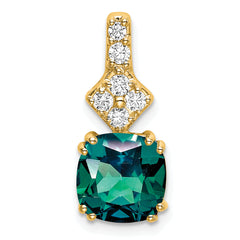 14k 1/5 carat Lab Grown Diamond VS/SI+ G+ and Lab Created Alexandrite Complete Pendant