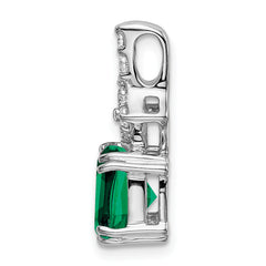 14k White Gold 1/5 carat Lab Grown Diamond VS/SI+ G+ and Lab Created Emerald Complete Pendant