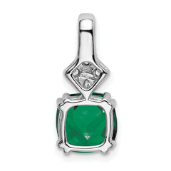 14k White Gold 1/5 carat Lab Grown Diamond VS/SI+ G+ and Lab Created Emerald Complete Pendant