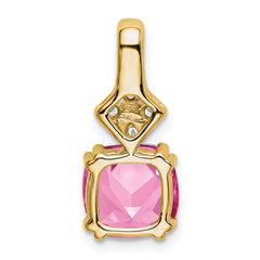 14k 1/5 carat Lab Grown Diamond VS/SI+ G+ and Lab Created Pink Sapphire Complete Pendant