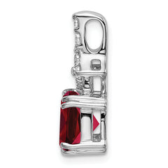 14k White Gold 1/5 carat Lab Grown Diamond VS/SI+ G+ and Lab Created Ruby Complete Pendant