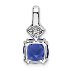 14k White Gold 1/5 carat Lab Grown Diamond VS/SI+ G+ and Lab Created Blue Sapphire Complete Pendant