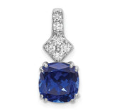 14k White Gold 1/5 carat Lab Grown Diamond VS/SI+ G+ and Lab Created Blue Sapphire Complete Pendant