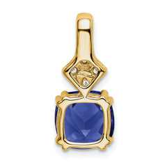14k 1/5 carat Lab Grown Diamond VS/SI+ G+ and Lab Created Blue Sapphire Complete Pendant