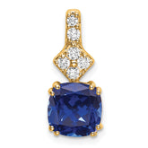 14k 1/5 carat Lab Grown Diamond VS/SI+ G+ and Lab Created Blue Sapphire Complete Pendant