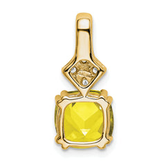 14k 1/5 carat Lab Grown Diamond VS/SI+ G+ and Lab Created Yellow Sapphire Complete Pendant