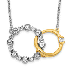 14k Two-tone 3/8 carat Lab Grown Diamond VS/SI+ G+ Interlocking Circle 18 inch Necklace