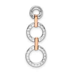 14k Two-Tone Rose and White Gold 3/8 carat Lab Grown Diamond VS/SI+ G+ Triple Circle Drop Chain Slide Pendant