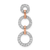 14k Two-Tone Rose and White Gold 3/8 carat Lab Grown Diamond VS/SI+ G+ Triple Circle Drop Chain Slide Pendant