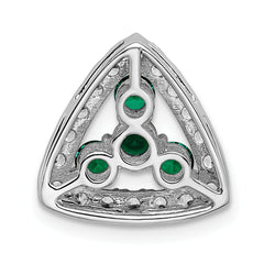 14k White Gold 1/2 carat Lab Grown Diamond VS/SI+ G+ and Lab Created Emerald Triangle Complete Chain Slide Pendant