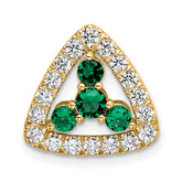 14k 1/2 carat Lab Grown Diamond VS/SI+ G+ and Lab Created Emerald Triangle Complete Chain Slide Pendant