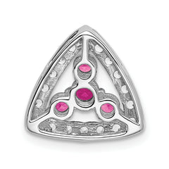 Pure Serenity 14k White Gold 3/8 carat Lab Grown Diamond VS/SI+ G+ and Lab Created Pink Sapphire Triangle Pendant