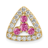 Pure Serenity 14k 3/8 carat Lab Grown Diamond VS/SI+ G+ and Lab Created Pink Sapphire Triangle Pendant