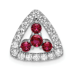 14k White Gold 1/2 carat Lab Grown Diamond VS/SI+ G+ and Lab Created Ruby Triangle Complete Chain Slide Pendant