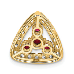 14k 1/2 carat Lab Grown Diamond VS/SI+ G+ and Lab Created Ruby Triangle Complete Chain Slide Pendant