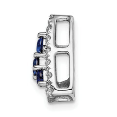 14k White Gold 1/2 carat Lab Grown Diamond VS/SI+ G+ and Lab Created Blue Sapphire Triangle Complete Chain Slide Pendant