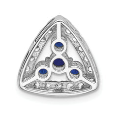 14k White Gold 1/2 carat Lab Grown Diamond VS/SI+ G+ and Lab Created Blue Sapphire Triangle Complete Chain Slide Pendant