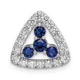 14k White Gold 1/2 carat Lab Grown Diamond VS/SI+ G+ and Lab Created Blue Sapphire Triangle Complete Chain Slide Pendant